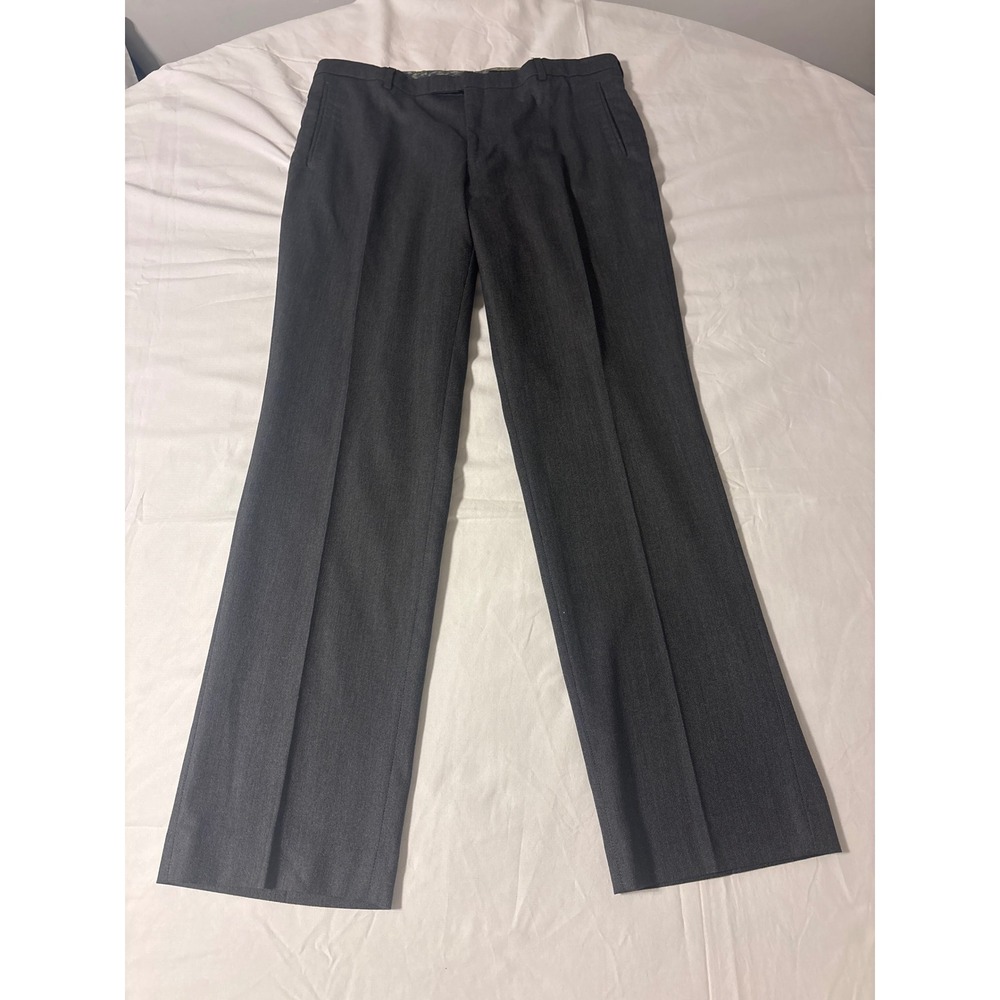 Ted Breaker   Dress Pants Mens 36L Charcoal Grey  Flat Front Straight Trousers